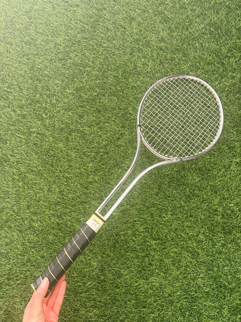 Vintage Tennis Racket Silver Tempered Steel Size 4 1/2 No.22597 Taiwan